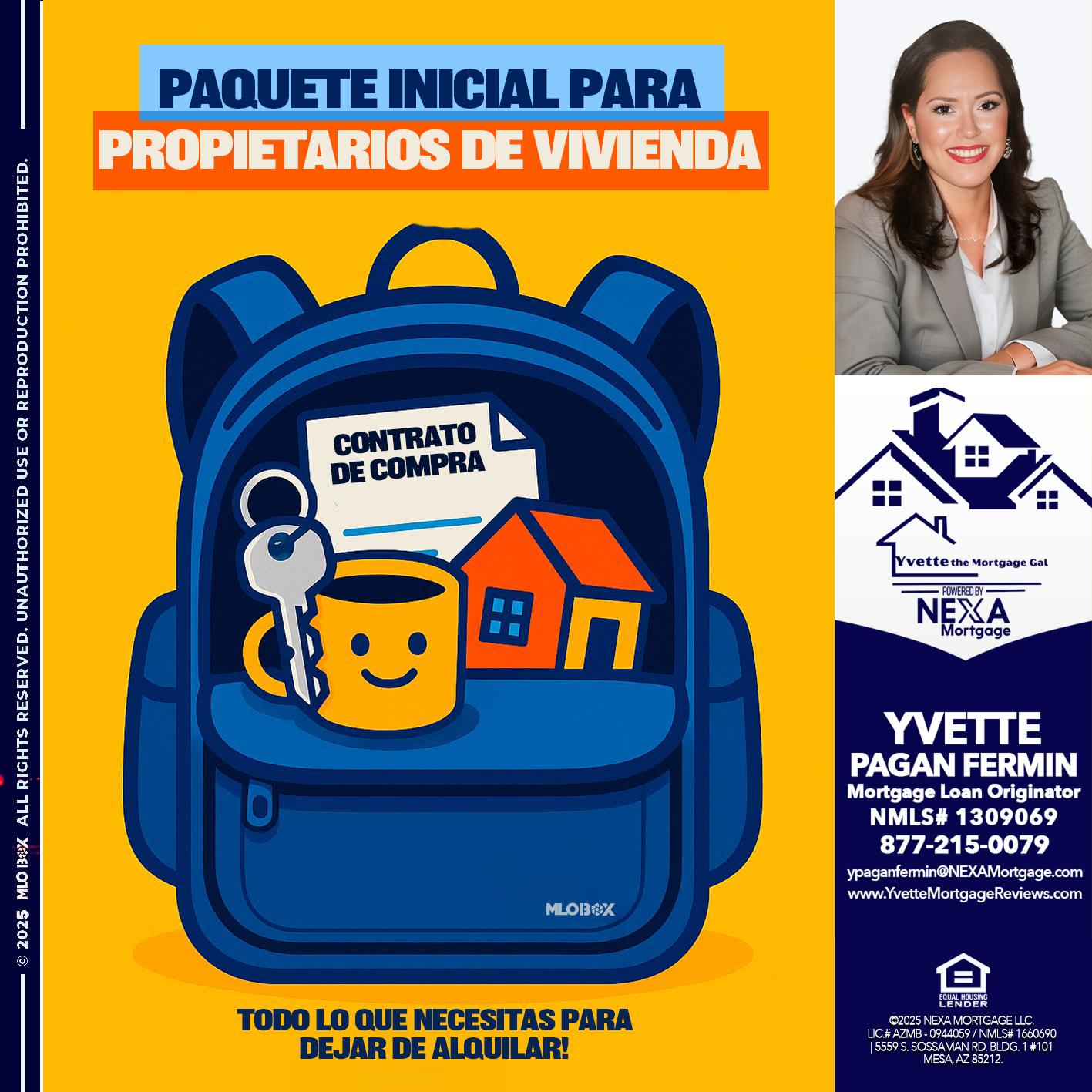 PAQUETE INICIAL PARA DUENOS DE CASAS - Yvette Pagan Fermin -Loan Officer