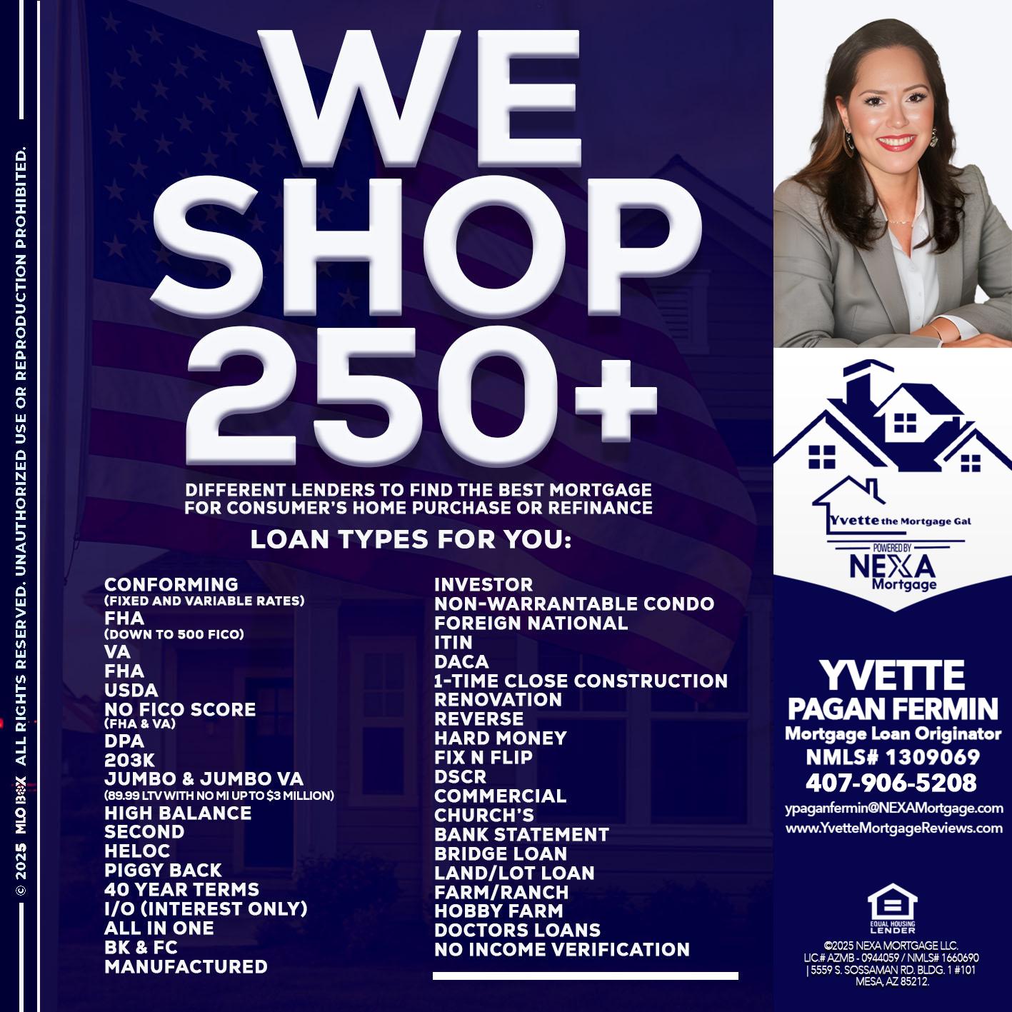 WE SHOP 250+ - Yvette Pagan Fermin -Loan Officer