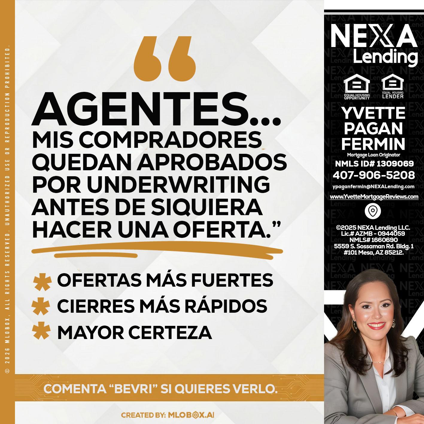 AGENTES - Yvette Pagan Fermin -Loan Officer