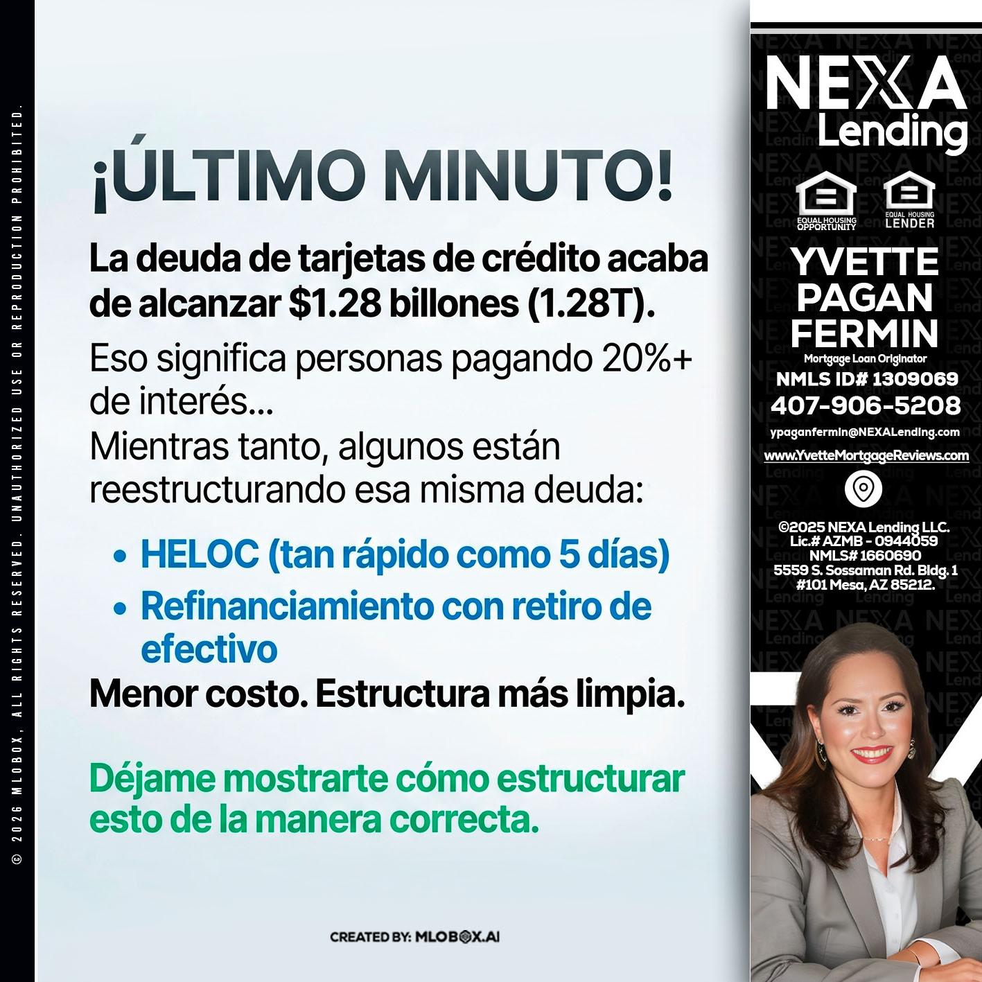 ultimo minuto - Yvette Pagan Fermin -Loan Officer