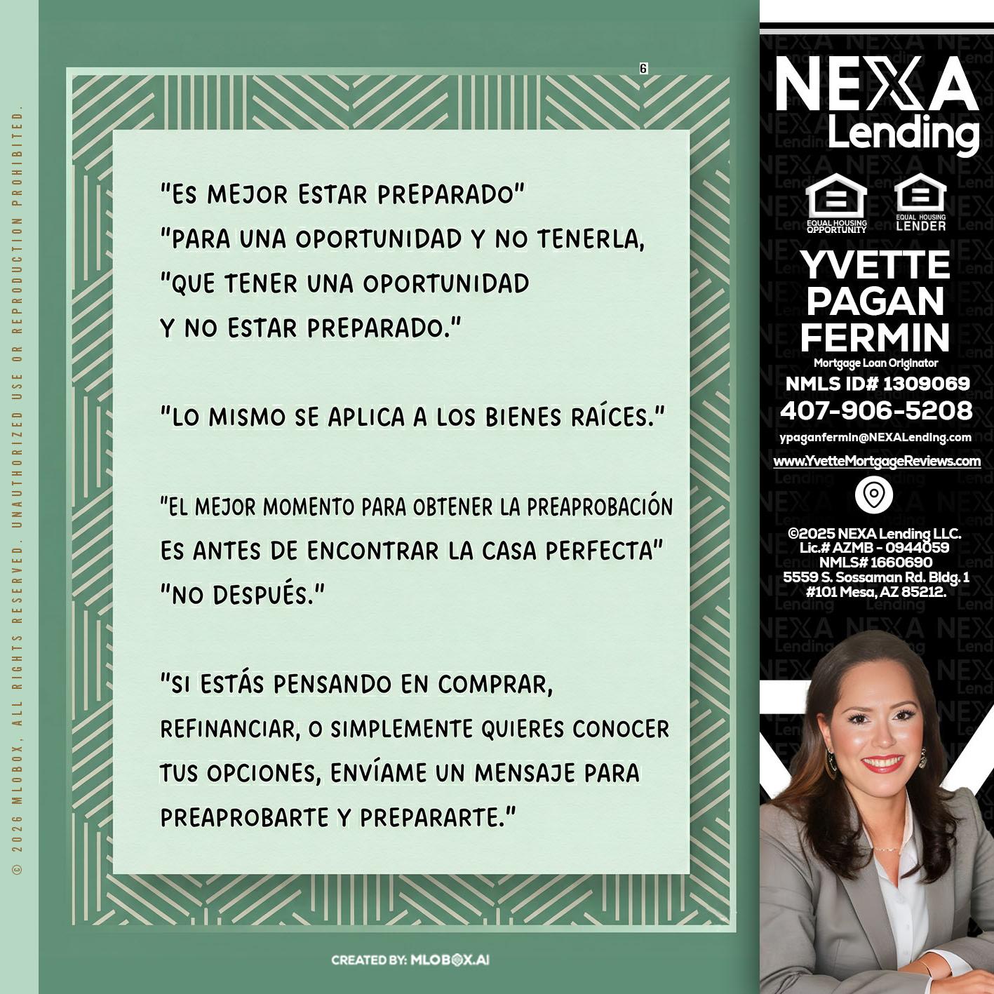ES MEJOR ESTAR PREPARADO - Yvette Pagan Fermin -Loan Officer