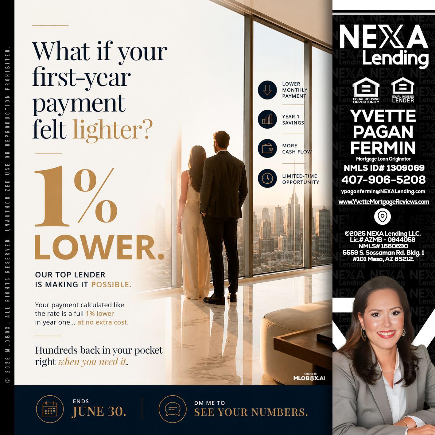 1% lower - Yvette Pagan Fermin -Loan Officer