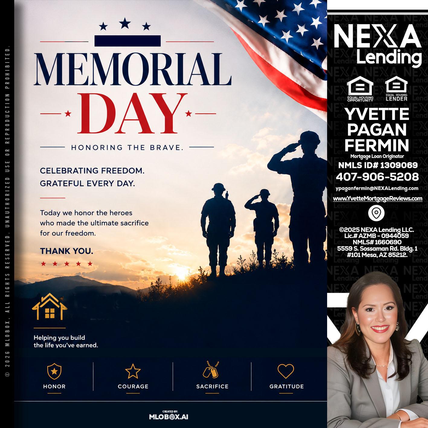 MEMORIAL DAY - Yvette Pagan Fermin -Loan Officer