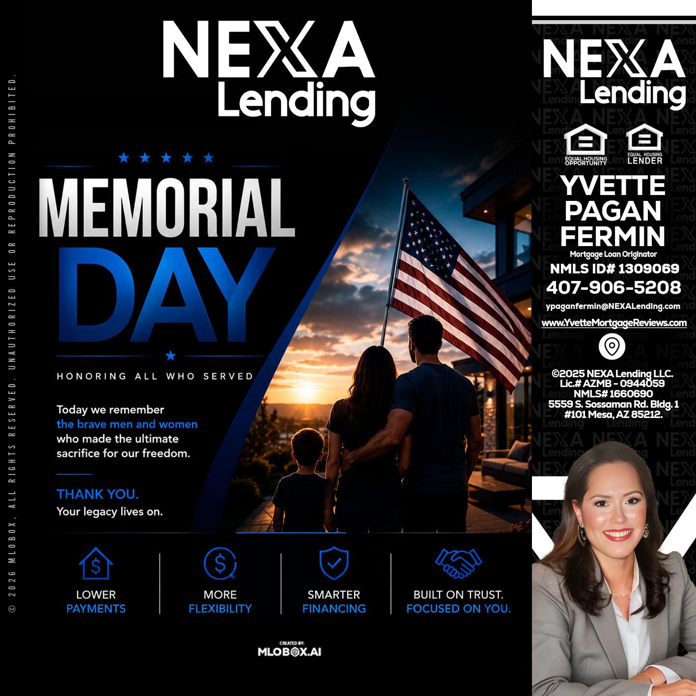 MEMORIAL DAY - Yvette Pagan Fermin -Loan Officer