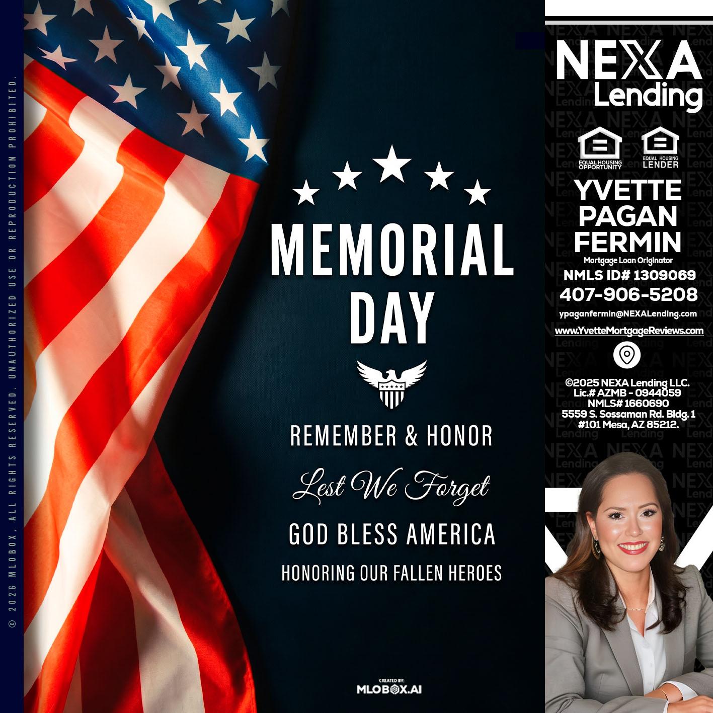 MEMORIAL DAY - Yvette Pagan Fermin -Loan Officer