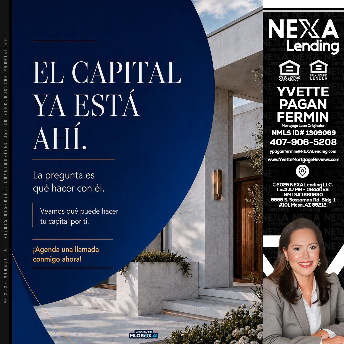 el capital ya esta ahi - Yvette Pagan Fermin -Loan Officer