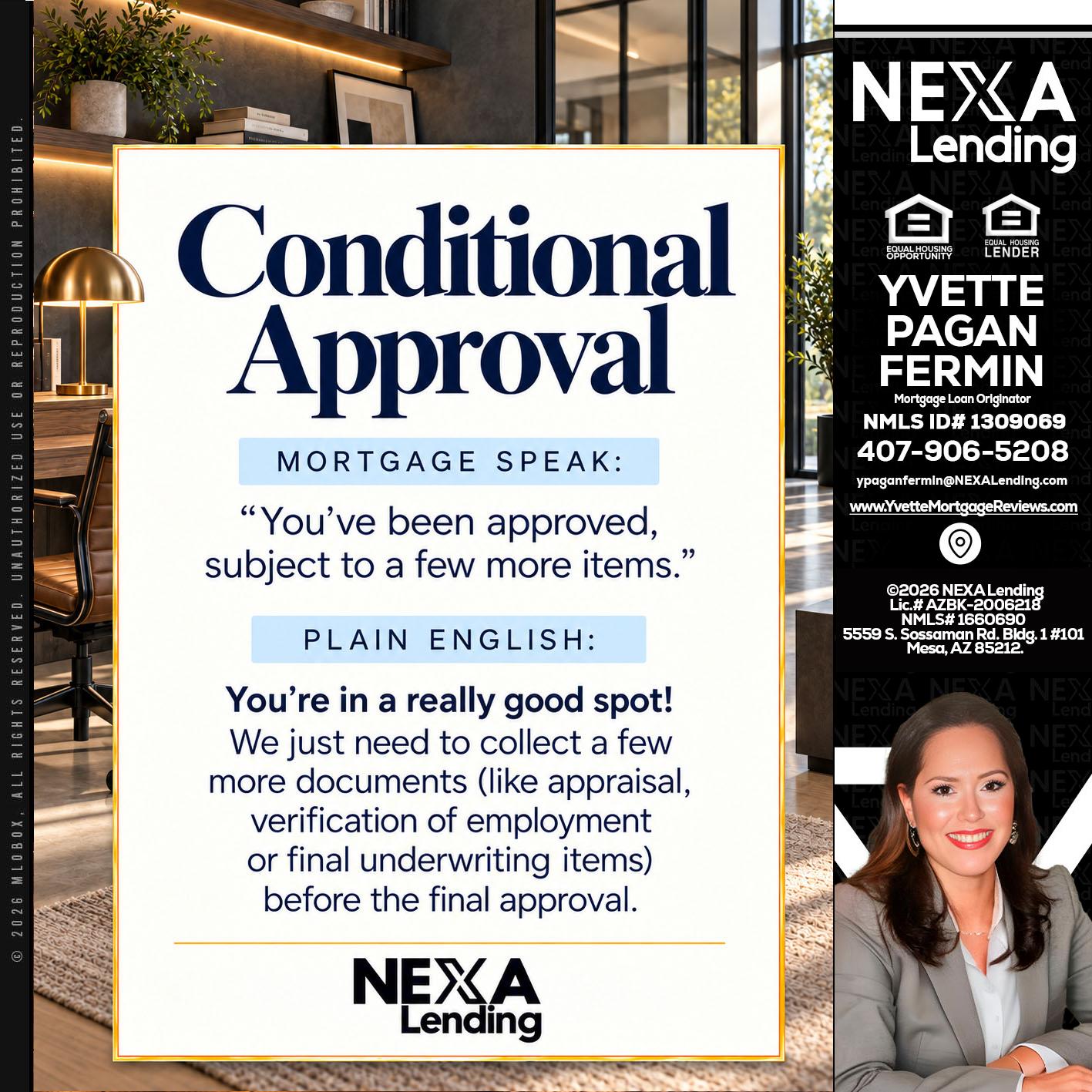 CONDITIONAL APROVAL - Yvette Pagan Fermin -Loan Officer