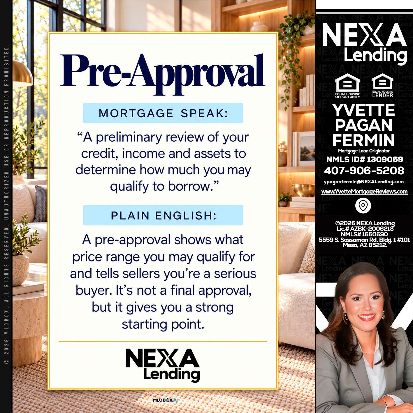 PREAPROVAL - Yvette Pagan Fermin -Loan Officer