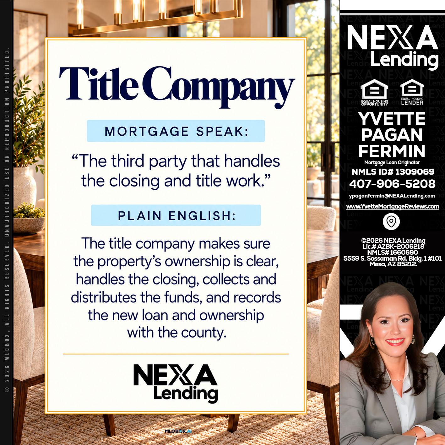 TITLE COMPANY - Yvette Pagan Fermin -Loan Officer