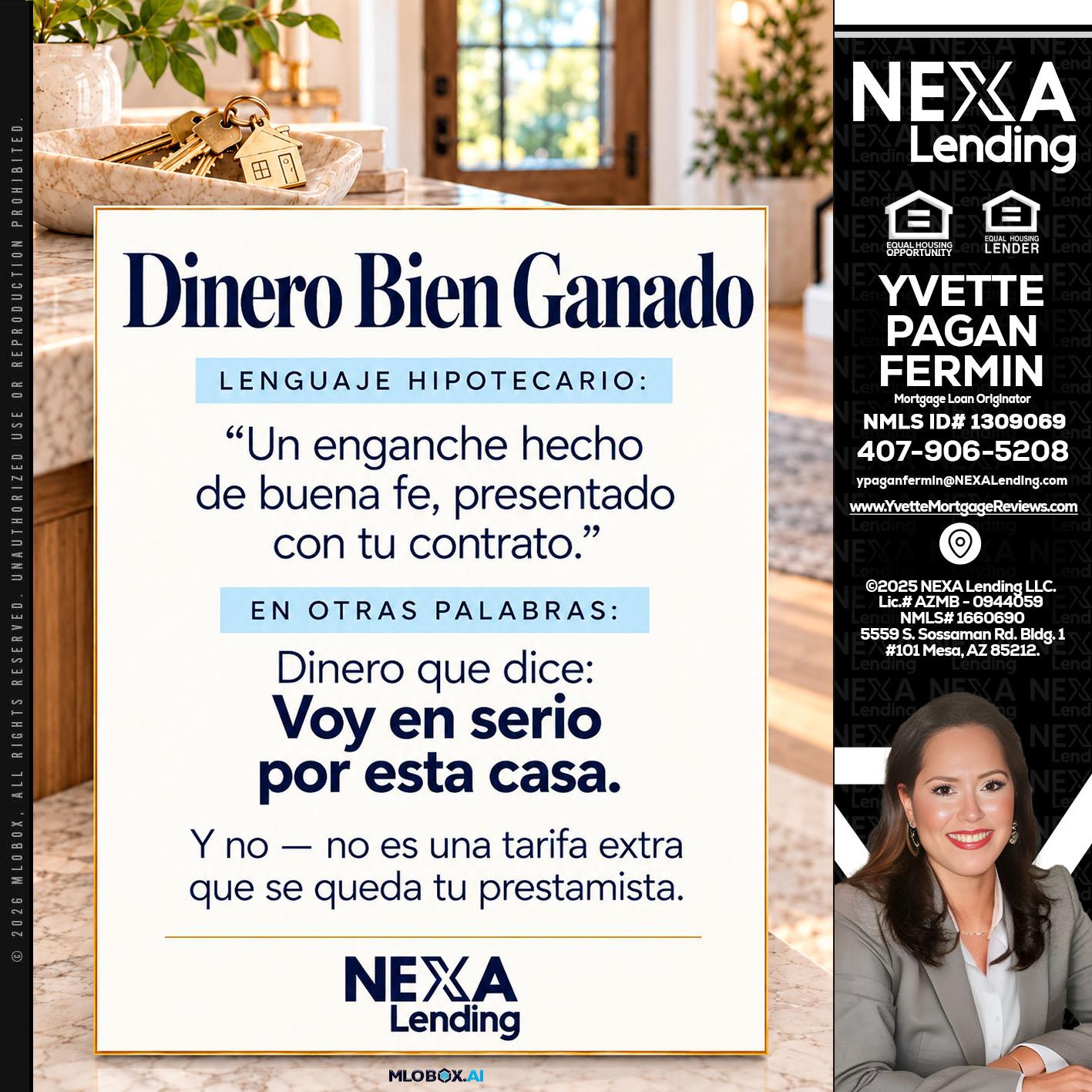 DINERO BIEN GANADO - Yvette Pagan Fermin -Loan Officer